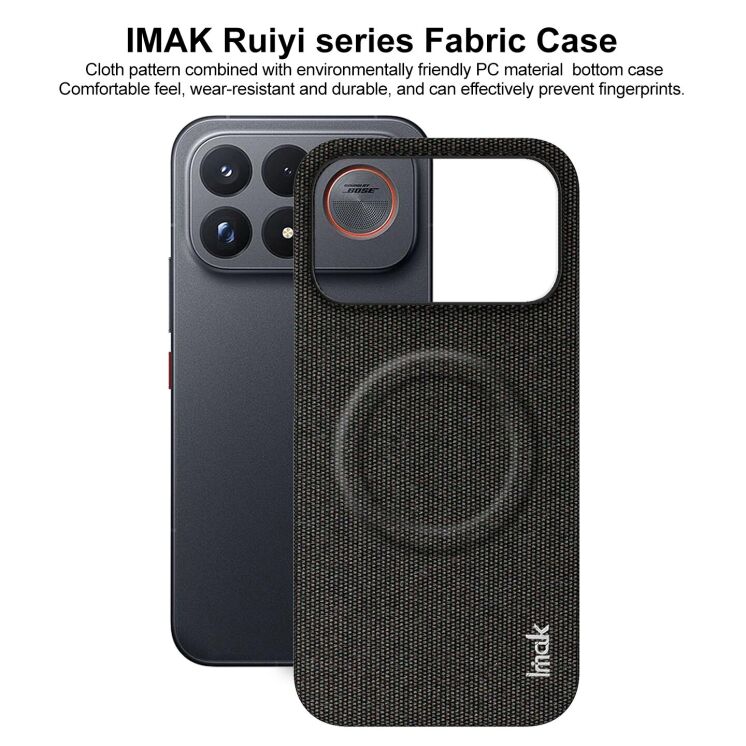 Защитный чехол IMAK Fabric Case with MagSafe для Xiaomi Poco F9 Ultra - Black: фото 7 из 10