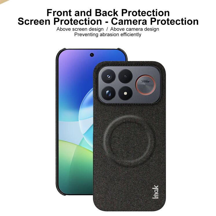 Защитный чехол IMAK Fabric Case with MagSafe для Xiaomi Poco F9 Ultra - Black: фото 9 из 10