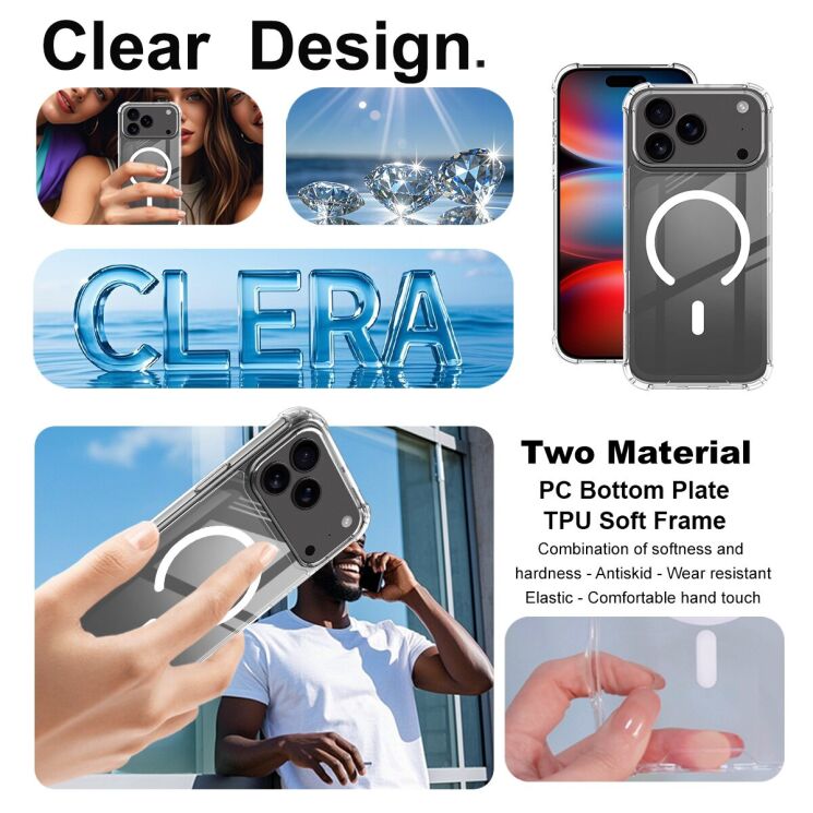 Защитный чехол IMAK Space Shield MagSafe для Apple iPhone 17 Pro Max - Transparent: фото 6 из 9