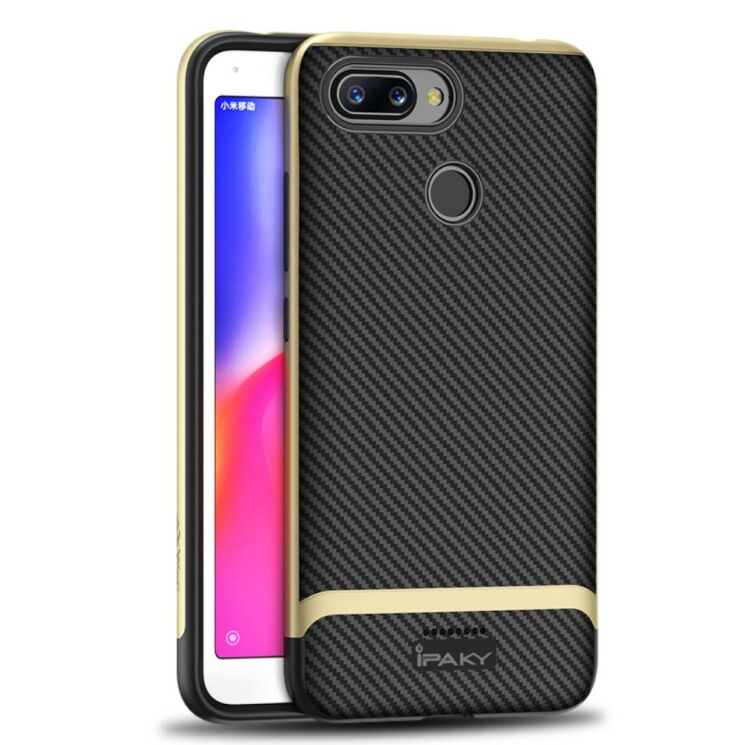 Защитный чехол IPAKY Carbon Fiber для Xiaomi Redmi 6 - Gold: фото 1 из 11