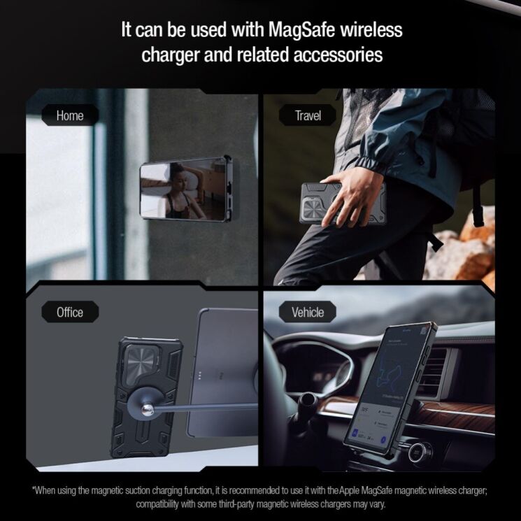 Защитный чехол NILLKIN CamShield Armor Prop Magnetic Case для Samsung Galaxy S25 Ultra (S938) - Black: фото 16 из 19