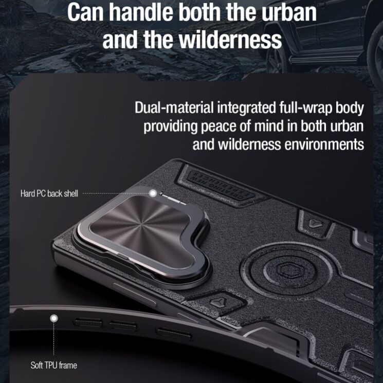 Защитный чехол NILLKIN CamShield Armor Prop Magnetic Case для Samsung Galaxy S25 Ultra (S938) - Black: фото 11 из 19