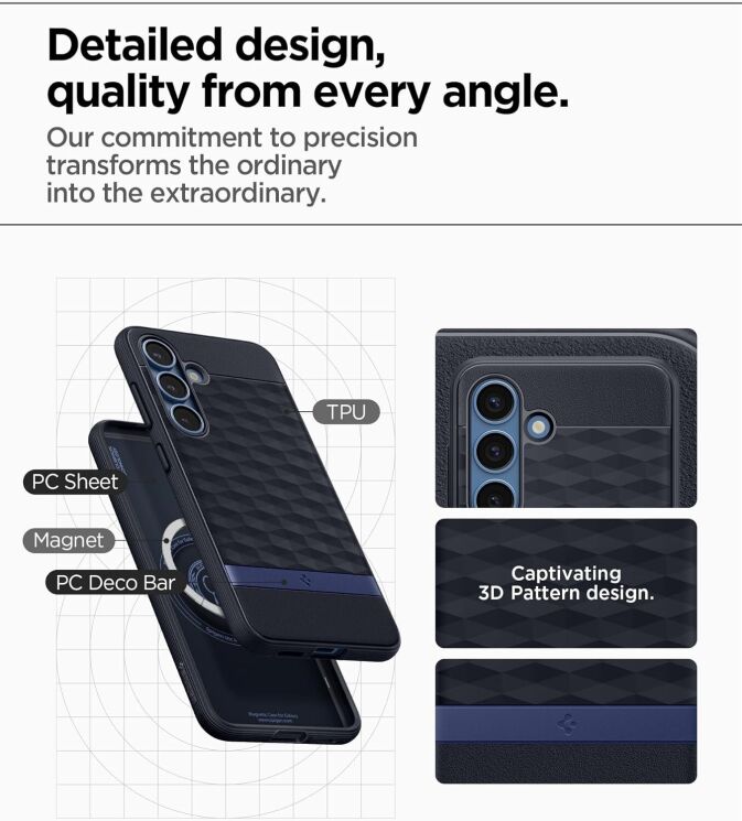 Защитный чехол Spigen (SGP) Caseology Parallax (MagFit) by Spigen для Samsung Galaxy S25 (S931) ACS09064 - Navy Violet: фото 16 из 18