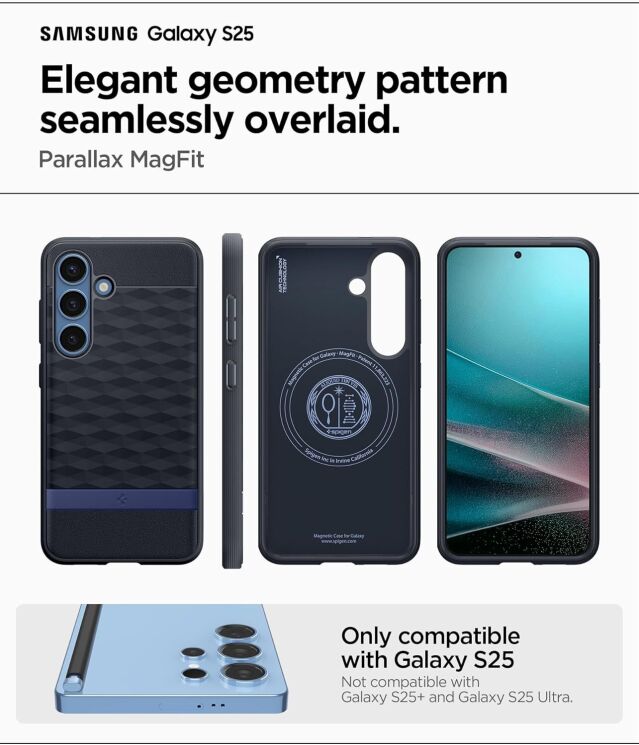 Защитный чехол Spigen (SGP) Caseology Parallax (MagFit) by Spigen для Samsung Galaxy S25 (S931) ACS09064 - Navy Violet: фото 14 из 18