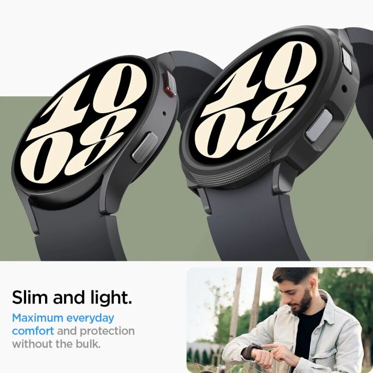 Защитный чехол Spigen (SGP) Liquid Air Case для Samsung Galaxy Watch 6 (40mm) - Matte Black: фото 17 из 18