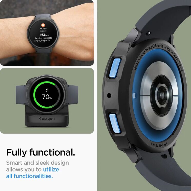 Защитный чехол Spigen (SGP) Liquid Air Case для Samsung Galaxy Watch 6 (40mm) - Matte Black: фото 16 из 18