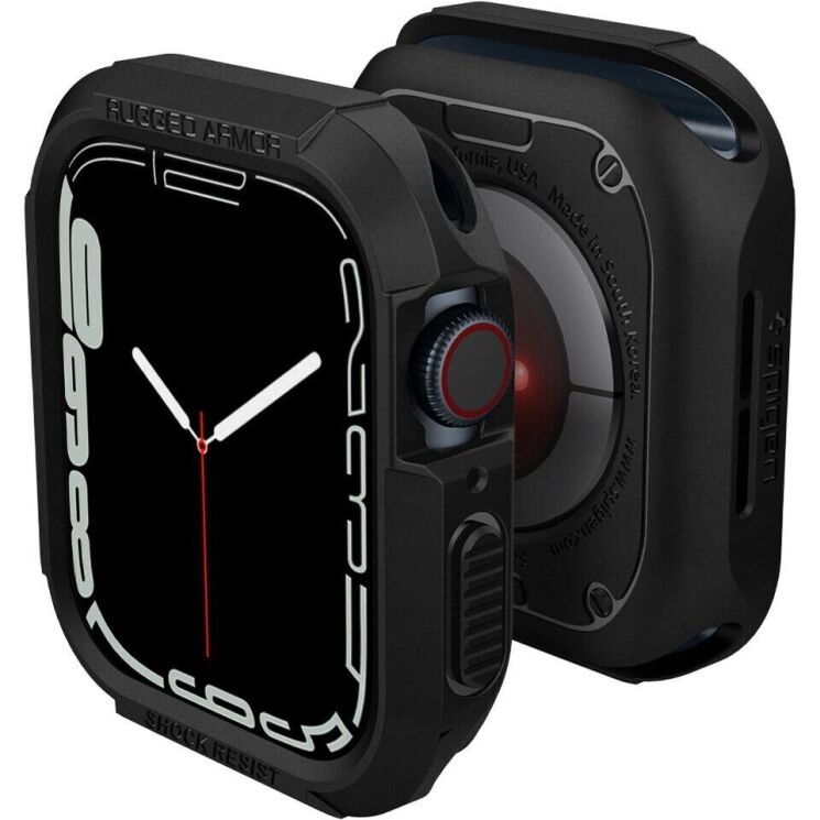Защитный чехол Spigen (SGP) Rugged Armor (FW) для Apple Watch 44 / SE 44 mm (062CS24469) - Black (251870B) Защитный чехол Spigen (SGP) Rugged Armor (FW) для Apple Watch 44 / SE 44 mm (062CS24469) - Black: фото 2 из 15