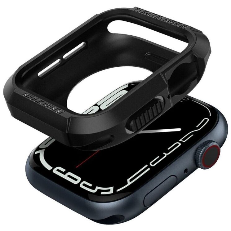 Защитный чехол Spigen (SGP) Rugged Armor (FW) для Apple Watch 44 / SE 44 mm (062CS24469) - Black (251870B) Защитный чехол Spigen (SGP) Rugged Armor (FW) для Apple Watch 44 / SE 44 mm (062CS24469) - Black: фото 1 из 15