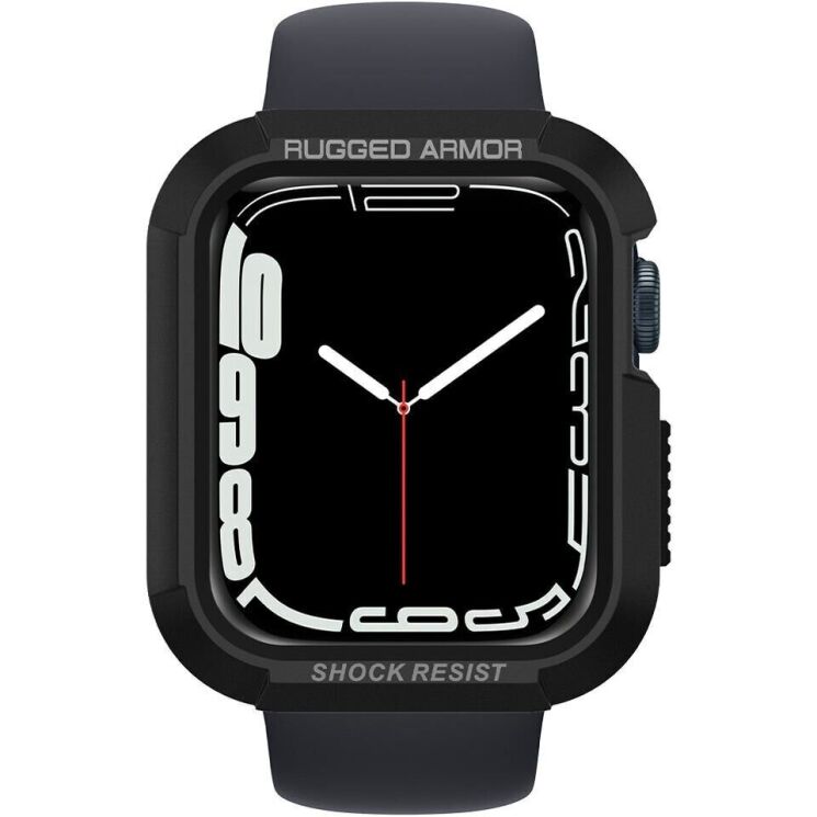 Защитный чехол Spigen (SGP) Rugged Armor (FW) для Apple Watch 44 / SE 44 mm (062CS24469) - Black (251870B) Защитный чехол Spigen (SGP) Rugged Armor (FW) для Apple Watch 44 / SE 44 mm (062CS24469) - Black: фото 3 из 15
