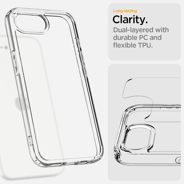 Защитный чехол Spigen (SGP) Ultra Hybrid для Apple iPhone 16e (ACS09160) - Crystal Clear: фото 12 из 15