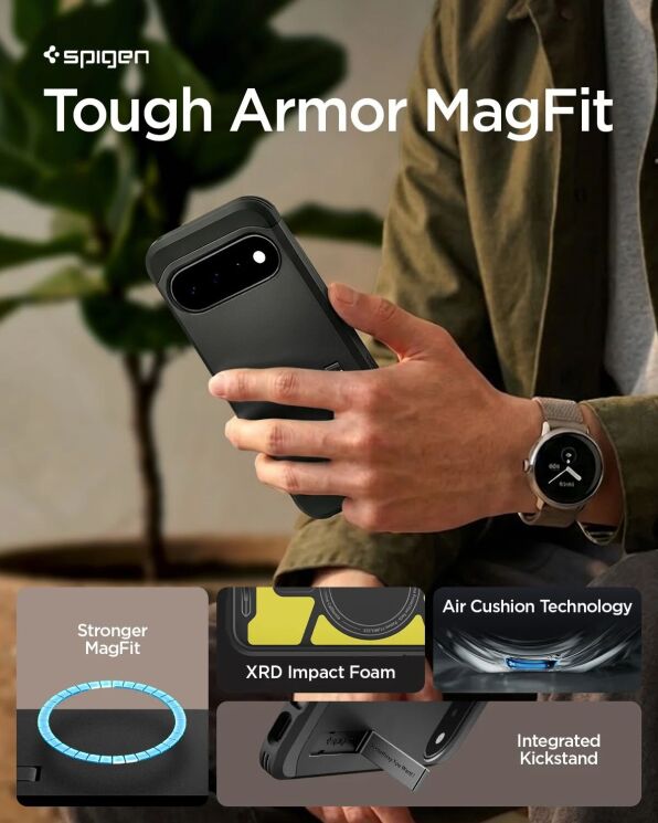 Защитный чехол Spigen Tough Armor (MagFit) для Google Pixel 11 Pro XL (ACS11453) - Black: фото 7 из 12