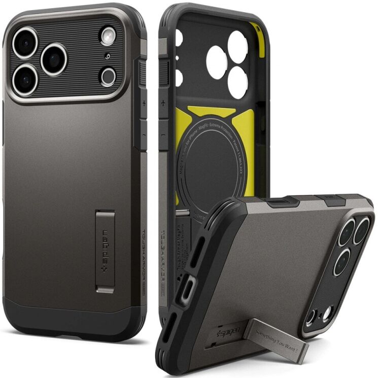Захисний чохол Spigen Tough Armor T (MagFit) для iPhone 18 Pro (ACS12174) - Gunmetal (440106H) Захисний чохол Spigen Tough Armor T (MagFit) для iPhone 18 Pro (ACS12174) - Gunmetal: фото 1 з 15