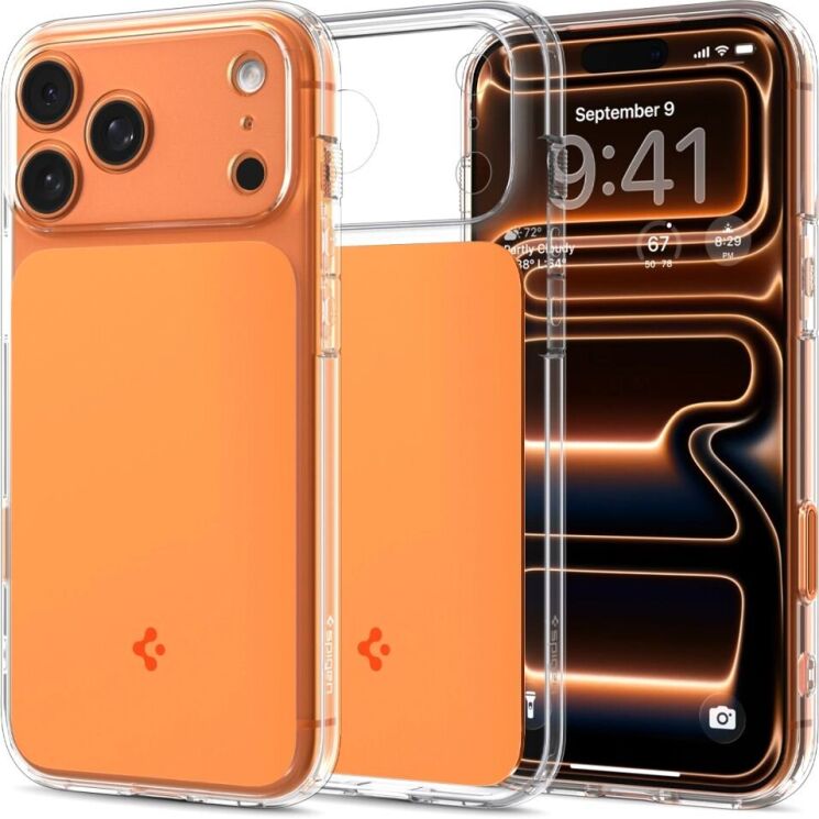 Защитный чехол Spigen Ultra Hybrid T MagFit для iPhone 17 Pro Max (ACS10474) - Glossy Orange: фото 1 из 15