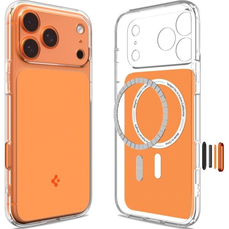 Защитный чехол Spigen Ultra Hybrid T MagFit для iPhone 17 Pro Max (ACS10474) - Glossy Orange: фото 2 из 15