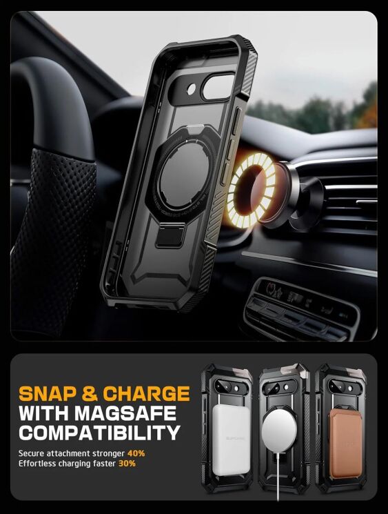 Защитный чехол Supcase UB Grip MagSafe для Google Pixel 9a (843439157811) - Black: фото 5 из 6