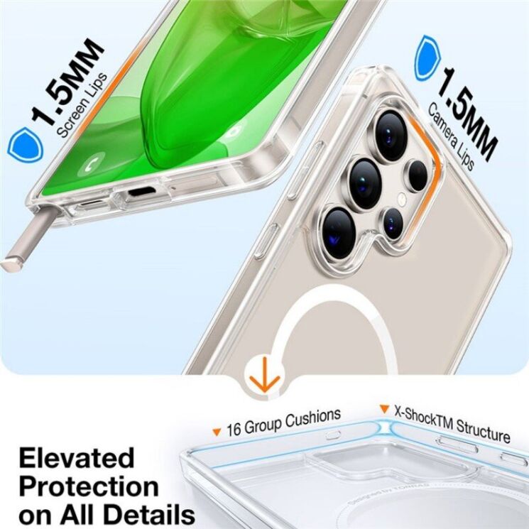 Защитный чехол TORRAS Guardian-Mag (with MagSafe) для Samsung Galaxy S26 Ultra - Clear: фото 5 из 6