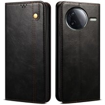 Защитный чехол UniCase Leather Wallet для Xiaomi Poco F7 Pro - Black: фото 1 из 7