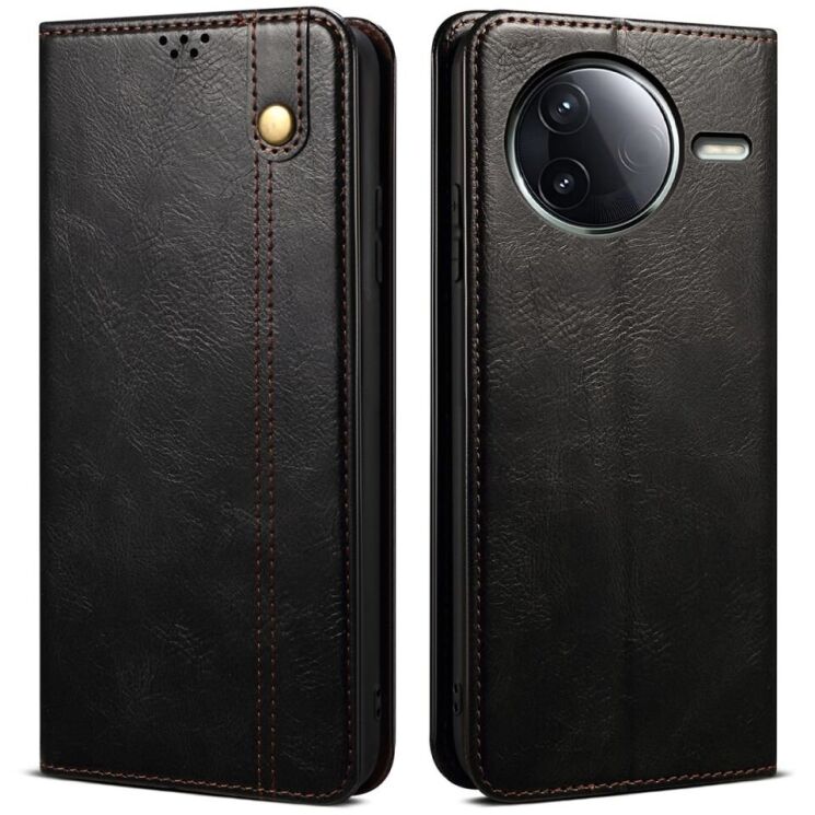 Защитный чехол UniCase Leather Wallet для Xiaomi Poco F7 Pro - Black: фото 1 из 7