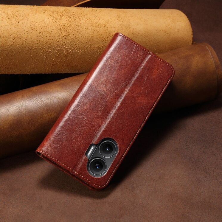 Защитный чехол UniCase Leather Wallet для Xiaomi Poco F7 - Brown: фото 7 из 7