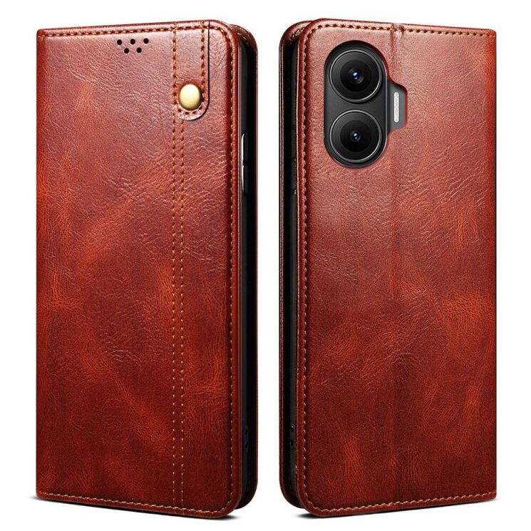 Защитный чехол UniCase Leather Wallet для Xiaomi Poco F7 - Brown: фото 1 из 7