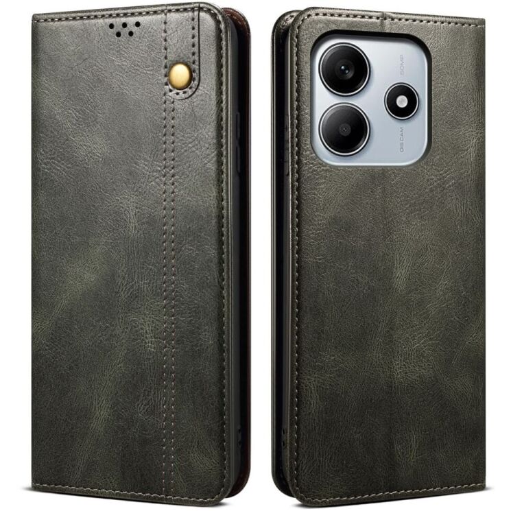 Защитный чехол UniCase Leather Wallet для Xiaomi Redmi Note 14 5G - Green: фото 1 из 10
