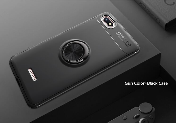 Чохол з магнітним кільцем UniCase Magnetic Ring для Xiaomi Redmi 6A - All Black: фото 2 з 12