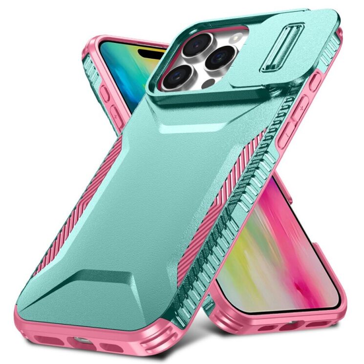 Защитный чехол UniCase Shuttle Guard для Apple iPhone 16 Pro Max - Green / Pink: фото 2 из 7