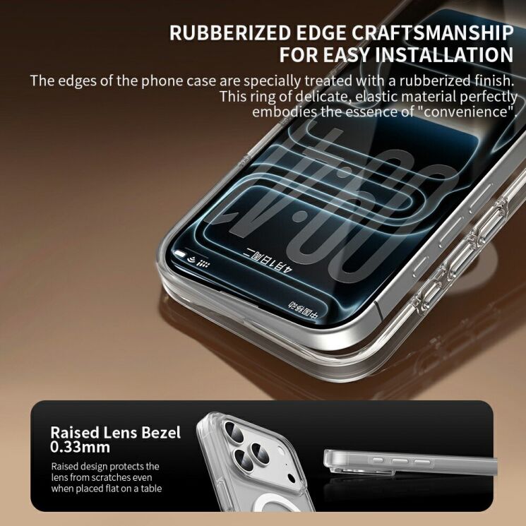 Защитный чехол ZGA Crystal Mag Air для Apple iPhone 18 Pro Max - Transparent: фото 7 из 10