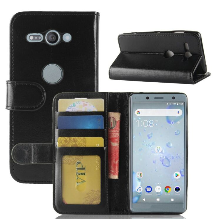 Чехол-книжка Deexe Wallet Style для Sony Xperia XZ2 Compact - Black: фото 2 из 10