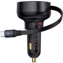 Автомобильное зарядное устройство Baseus Enjoyment Pro Retractable (60W) + кабель Type-C (C00057802111) - Black: фото 1 из 9