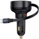 Автомобильное зарядное устройство Baseus Enjoyment Pro Retractable (60W) + кабель Type-C (C00057802111) - Black (923423B). Фото 1 из 9