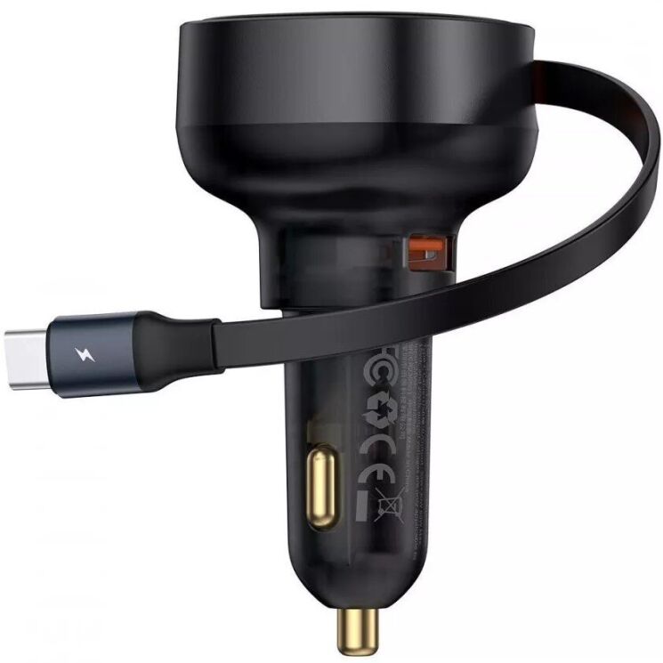 Автомобильное зарядное устройство Baseus Enjoyment Pro Retractable (60W) + кабель Type-C (C00057802111) - Black (923423B) Автомобильное зарядное устройство Baseus Enjoyment Pro Retractable (60W) + кабель Type-C (C00057802111) - Black: фото 1 из 9