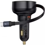 Автомобильное зарядное устройство Baseus Enjoyment Pro Retractable (60W) + кабель Type-C (C00057802111) - Black: фото 1 из 9