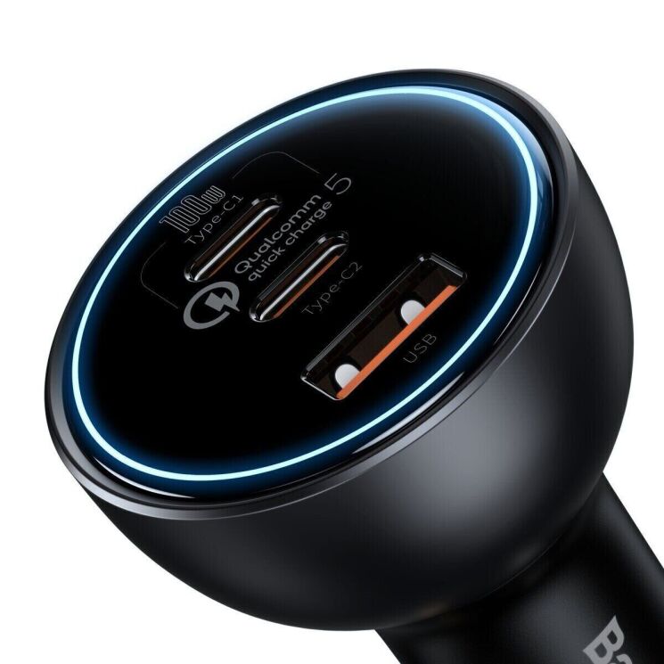 Автомобильное зарядное устройство Baseus Qualcomm Quick Charge 5 Technology 160W + кабель Type-C to Type-C (TZCCZM-0G) - Gray: фото 3 из 30