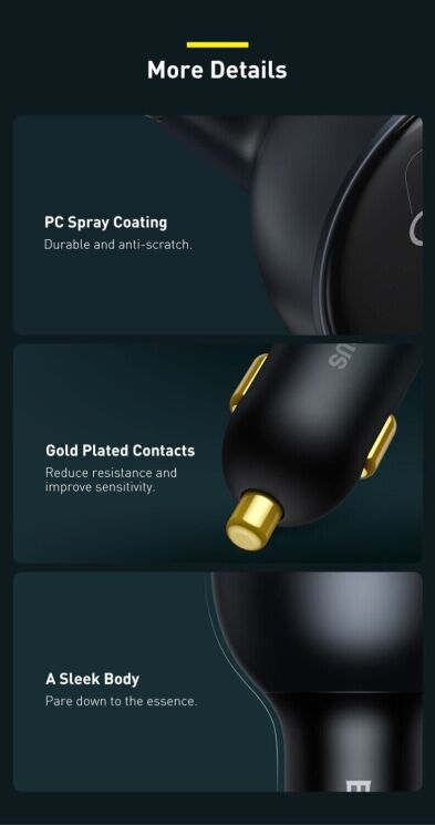 Автомобильное зарядное устройство Baseus Qualcomm Quick Charge 5 Technology 160W + кабель Type-C to Type-C (TZCCZM-0G) - Gray: фото 26 из 30