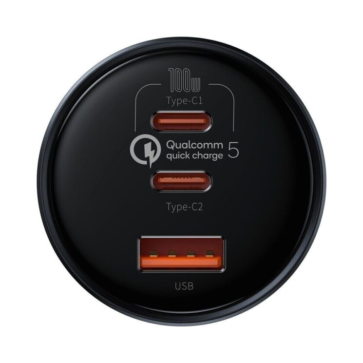 Автомобильное зарядное устройство Baseus Qualcomm Quick Charge 5 Technology 160W + кабель Type-C to Type-C (TZCCZM-0G) - Gray: фото 4 из 30