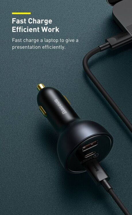 Автомобильное зарядное устройство Baseus Qualcomm Quick Charge 5 Technology 160W + кабель Type-C to Type-C (TZCCZM-0G) - Gray: фото 12 из 30