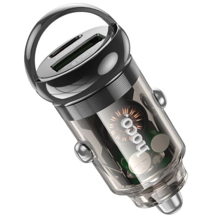 Автомобильное зарядное устройство Hoco Z53A Vision PD30W + QC3.0 - Black: фото 2 из 7
