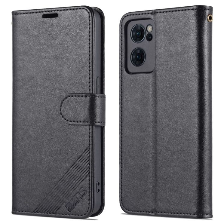 Чехол AZNS Wallet Case для OPPO Reno 7 5G Chinese - Black: фото 2 из 11