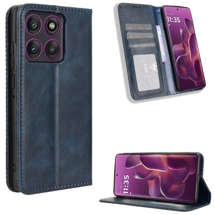 Чохол Deexe Retro Style для Motorola Edge 60 Pro - Blue: фото 1 з 19