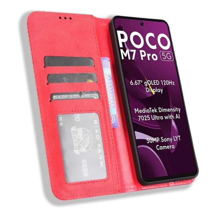 Чехол Deexe Retro Style для Xiaomi Poco M7 Pro - Red: фото 3 из 7
