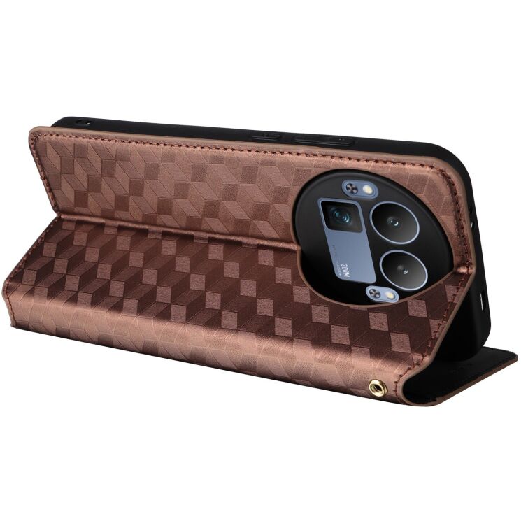 Чехол Deexe Rhombus Book для Realme GT 8 Pro - Brown: фото 5 з 8
