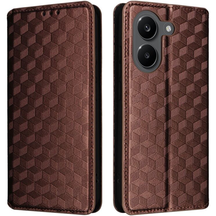 Чохол Deexe Rhombus Book для Xiaomi Poco X8 Pro - Brown: фото 1 з 9