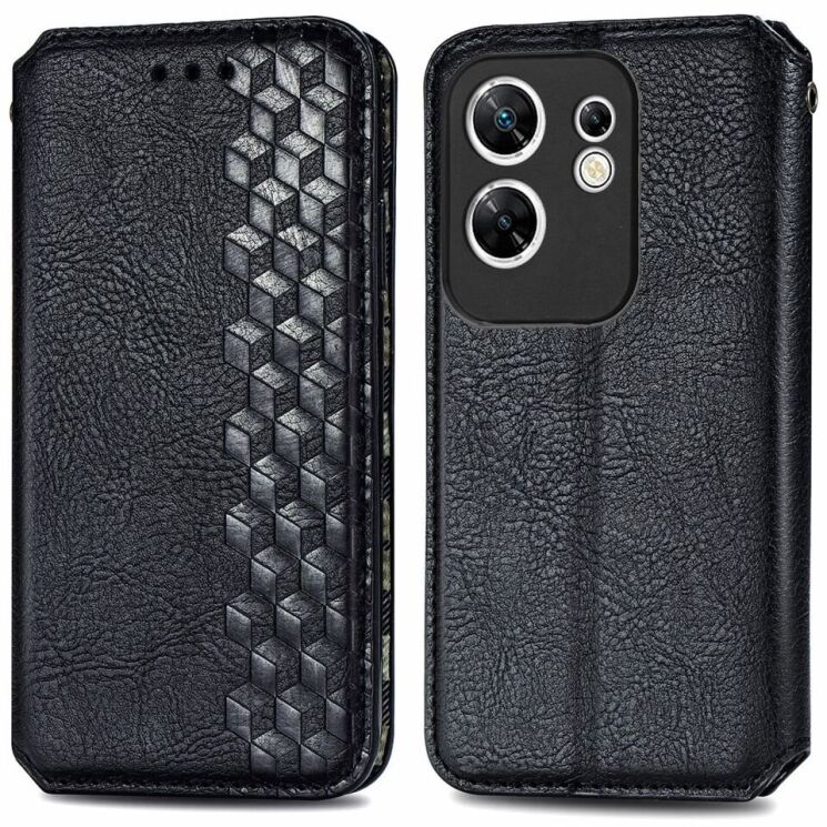 Чехол Deexe Rhombus Wallet для Infinix Zero 30 - Black: фото 1 из 6