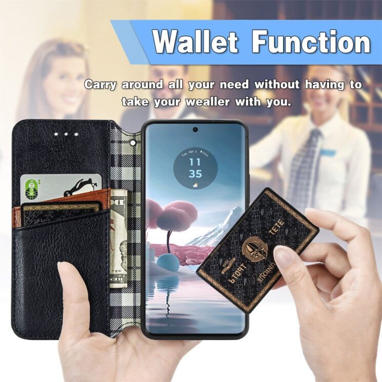 Чехол Deexe Rhombus Wallet для Motorola Edge 40 Neo - Red: фото 9 из 10