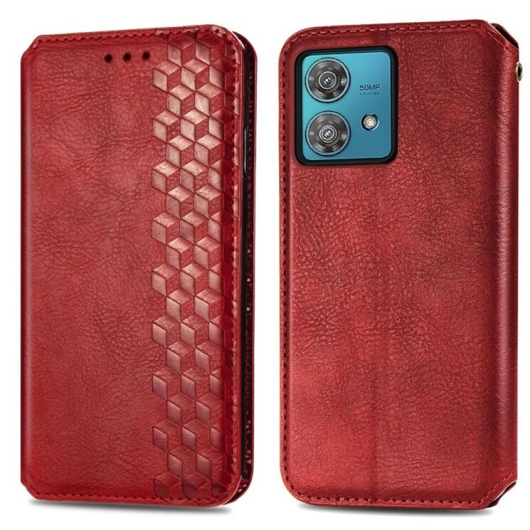 Чехол Deexe Rhombus Wallet для Motorola Edge 40 Neo - Red: фото 1 из 10