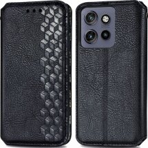 Чехол Deexe Rhombus Wallet для Motorola Edge 50 Neo - Black: фото 1 из 10