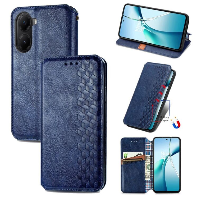 Чехол Deexe Rhombus Wallet для Xiaomi Poco X7 Pro - Blue: фото 1 из 10