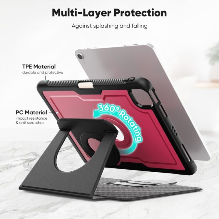 Чехол Deexe Urban Rotary для Apple iPad Air 11 M3/M2 (2025/2024) / Air 4 / 5 10.9 (2020/2022) / Pro 11 (2020/2021/2022) - Pink: фото 7 из 9