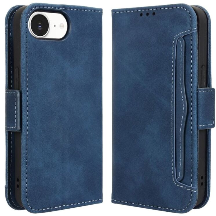 Чехол Deexe Wallet Stand для Apple iPhone 16e - Blue: фото 1 из 7